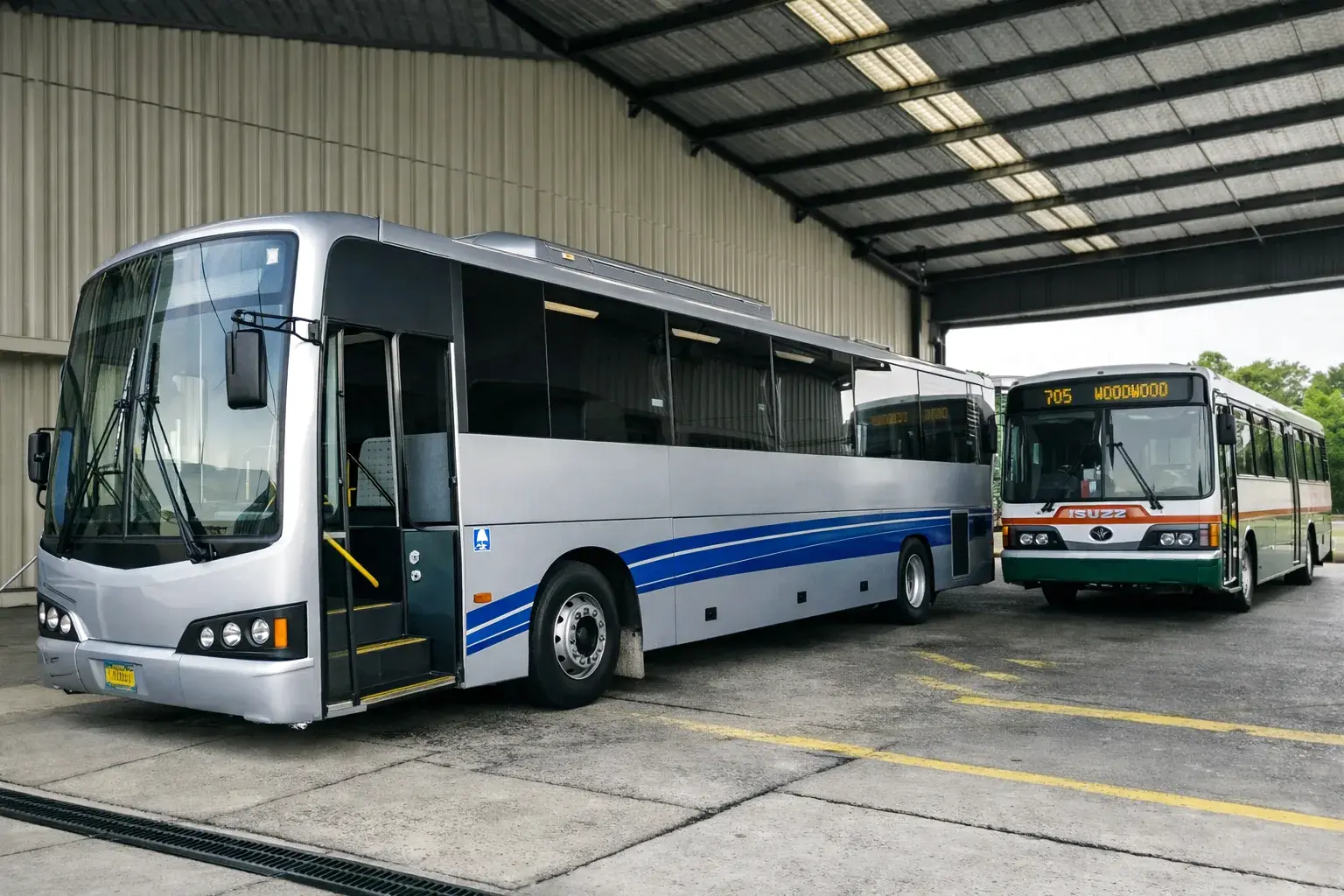 Bus and heavy vehicle with tinted windows