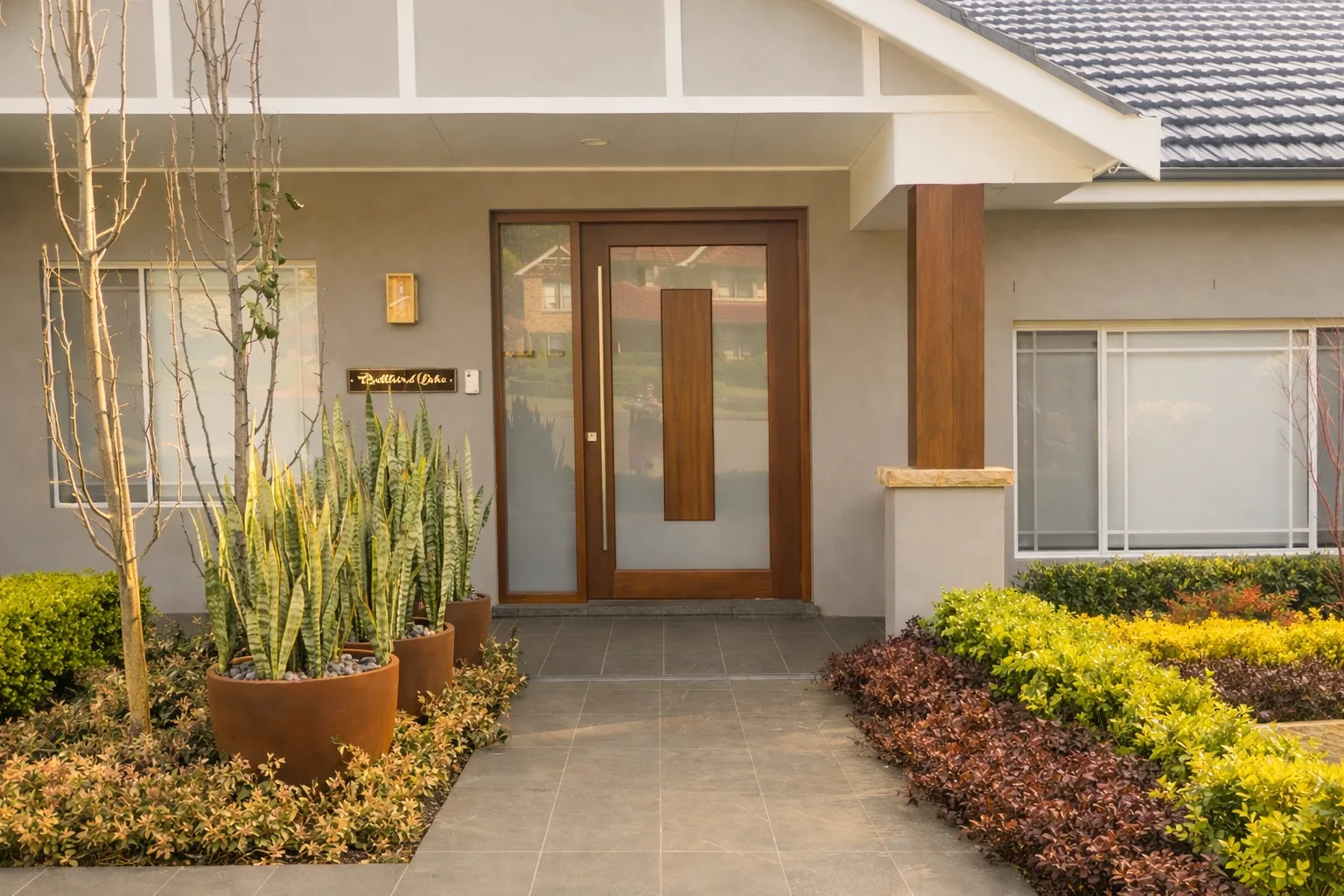 Frosted glass privacy on entry door